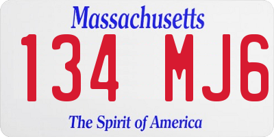 MA license plate 134MJ6