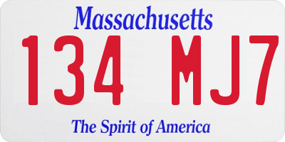MA license plate 134MJ7