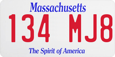 MA license plate 134MJ8