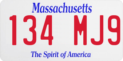 MA license plate 134MJ9