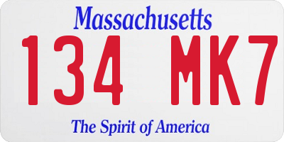 MA license plate 134MK7