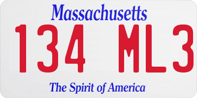 MA license plate 134ML3