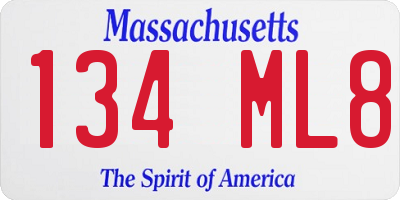 MA license plate 134ML8