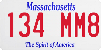 MA license plate 134MM8