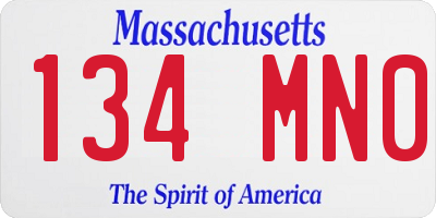 MA license plate 134MN0