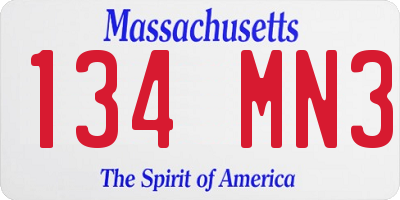 MA license plate 134MN3
