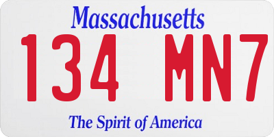 MA license plate 134MN7