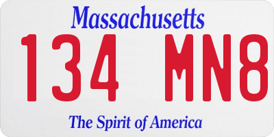 MA license plate 134MN8