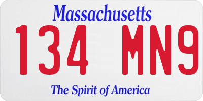 MA license plate 134MN9