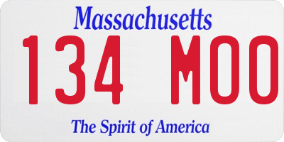 MA license plate 134MO0