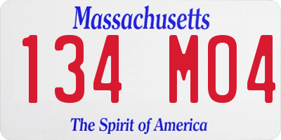 MA license plate 134MO4