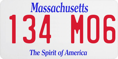 MA license plate 134MO6