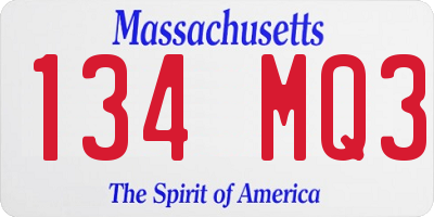 MA license plate 134MQ3