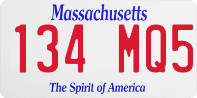 MA license plate 134MQ5