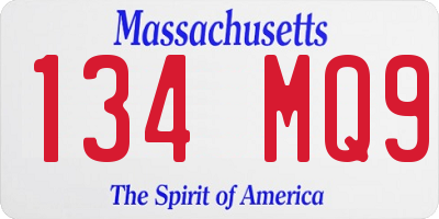 MA license plate 134MQ9