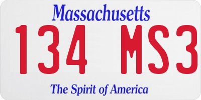 MA license plate 134MS3