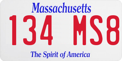 MA license plate 134MS8