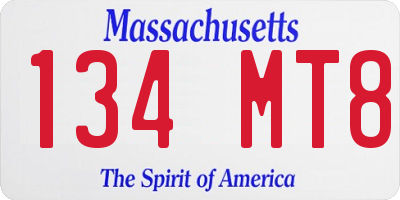 MA license plate 134MT8