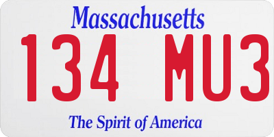MA license plate 134MU3