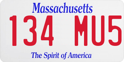 MA license plate 134MU5