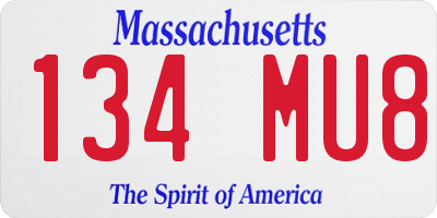 MA license plate 134MU8