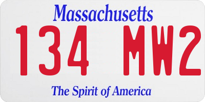MA license plate 134MW2