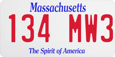 MA license plate 134MW3
