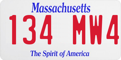 MA license plate 134MW4