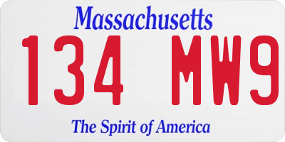 MA license plate 134MW9