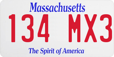 MA license plate 134MX3