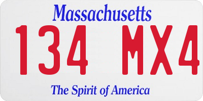 MA license plate 134MX4