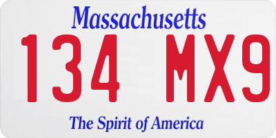 MA license plate 134MX9