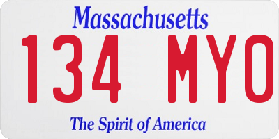 MA license plate 134MY0
