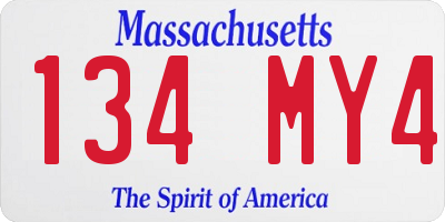 MA license plate 134MY4