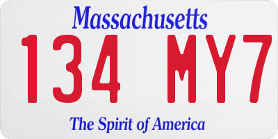 MA license plate 134MY7