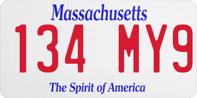 MA license plate 134MY9