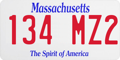 MA license plate 134MZ2