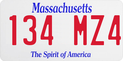 MA license plate 134MZ4