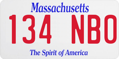 MA license plate 134NB0