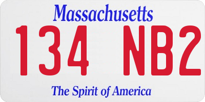 MA license plate 134NB2