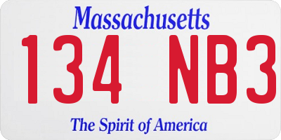 MA license plate 134NB3