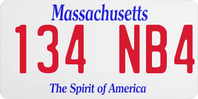 MA license plate 134NB4