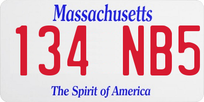 MA license plate 134NB5