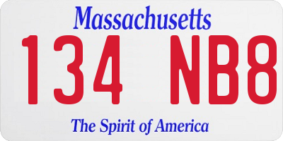 MA license plate 134NB8