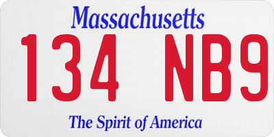 MA license plate 134NB9