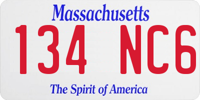 MA license plate 134NC6