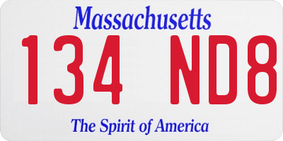 MA license plate 134ND8