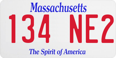 MA license plate 134NE2
