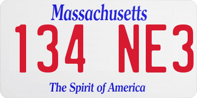 MA license plate 134NE3