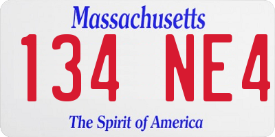 MA license plate 134NE4